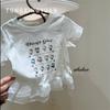 Camiseta de pastel de lazo para niñas Tong xingyuan versión coreana combinable dulce linda manga corta top alta calidad ~ demasiado bonita