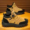 Zapatos de hombre con suela gruesa y botones giratorios, zapatos de senderismo para exteriores de moda, zapatos de trabajo cómodos y funcionales de suela blanda, versátiles e informales