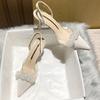 Zapatos Nuevos de Punta Abierta para Primavera y Verano Sandalias Transparentes Pequeñas para Dedos Franceses 2024 Tacones Altos Blancos de Aguja para Mujer