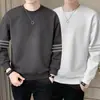 Sudadera casual para hombre, nuevo modelo de otoño, negro, blanco, gris, corte holgado, cuello redondo, sin capucha, manga larga, top deportivo, chaqueta versátil