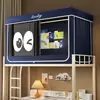 Cortina de Cama para Dormitorio Estudiantil Estilo Transfronterizo con Soporte de Mosquitero Integrado Cortina para Litera Individual Superior e Inferior de Dormitorio Toldo de Cama Blackout