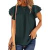 Camisa de gasa jacquard de color liso para mujer, estilo europeo y americano, holgada, de cuello redondo y manga corta, de Amazon.