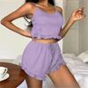 Pijama Feminino Transfronteiriço Sexy Pit Strip Beautiful Back Cross Strap Sling Fashion Shorts terno Europeu e Americano Roupas para Casa