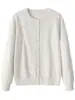 Cardigan Tricot Feminino Manga Longa Gola Redonda Bolinhas Coloridas Algodão Primavera e Outono Roupa Exterior Tricot Casaco Suéter Atacado Dropshipping