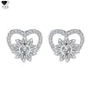 Pendientes de Plata de Ley S925 con Aguja, Corazón y Girasol Transfronterizos para Mujer, Pendientes Originales de Zirconia de Gama Alta de Nicho, Accesorios Versátiles para Orejas