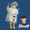 Impermeable infantil con capucha, impermeable de cuerpo completo, a prueba de lluvia, patrón de dibujos animados transparente, adecuado para niños y niñas, poncho para senderismo