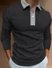 Outono 2024 Novo Exportação Transfronteiriça Masculino 3D Estampado Cor Sólida Casual Zíper Manga Longa Camisa Polo Camisa Paul