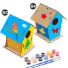 Explosões DIY casa de pássaro de madeira brinquedo ebay Amazon wish comércio exterior Casa de Pássaro crianças pintada grafite gaiola de pássaro