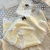 Ropa Interior Sexy Retro Francesa para Mujer, Parte Inferior Antibacteriana de Algodón Puro, Ropa Interior de Lunares Crema para Niñas, Calzones Triangulares para Niñas