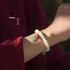 Fresco e elegante temperamento elegante raiz de bodhi de jade branco pulseira criativa contas de Buda Wen brincar pulseira para todas as ocasiões para amigas
