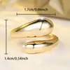 Estilo INS minimalista superficie lisa anillo abierto de doble cuenta forma de gota de agua mate nicho de alta gama banda lisa joyería de mano