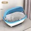 Caixa de Armazenamento para Mamadeiras de Bebê, Armário de Louças, Suporte Drenante à Prova de Poeira, Caixa de Armazenamento de Plástico com Tampa Flip-Top para Louças Domésticas