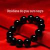 Pulseira de Obsidiana Sintética Que Não Descasca, Textura de Contas de Vidro na Cor Natural, Pulseira Preta para Presentes de Transmissão ao Vivo, Dropshipping Disponível
