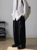 Pantalones Retro Estilo Japonés para Hombre Rectos Holgados Colgante Pierna Ancha Moda Urbana para Hombre Pantalones Versátiles