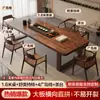 Cama Luohan mesa de té y sillas de madera maciza combinación estilo Zen para el hogar Nuevo chino Madera de nogal mesa de té para preparar té escritorio integrado doble uso