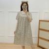 Camisón de Algodón Seda para Mujer Verano Nueva Llegada Talla Grande Ropa para el Hogar Delgada Moderna Pijama para Mamá Manga Corta Vestido Floral Pequeño