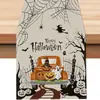 Camino de mesa de Halloween más vendido de Temu transfronterizo, mantel decorativo navideño de lino, alfombrilla de té de gama alta para mueble de TV