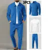 Conjunto de Chaqueta de Otoño para Hombre de Amazon Transfronterizo con Bolsillos con Cremallera, Patrón de Gofre + Camiseta Conjunto de 3 Piezas