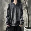 Camiseta fina com gola V rasgada e mangas compridas para homens, caimento relaxado, top casual solto e oversized com design vintage para outono