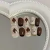 Unhas Usáveis Feitas à Mão Atacado Xiaohongshu Douyin Venda Quente Diamante Borboleta Coração High-End Nail Art Unhas Usáveis 24 Peças