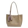 Bolsa de ombro grande capacidade para mulheres, bolsa de ombro fashion para viagem, combinando, de alta qualidade, cor sólida, couro macio, atacado