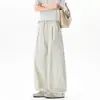 Nuevos Pantalones Casuales de Pierna Ancha Estilo Americano Otoño para Hombres y Mujeres Holgados con Cordón Caída Plisados Deportivos Largos Estilo Pareja