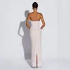 Estilo Europeo y Americano para Mujer, Casual, sin Tirantes, Ajustado, Encaje de Deseo Puro, Camisola Vestido Largo, Ajustado, Color Sólido, Vestido Bodycon