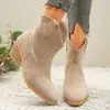 2026 Nuevas Botas Martin de Mezclilla Retro para Otoño/Invierno de Exportación con Punta, Estilo Occidental Británico que Aumenta la Altura para Mujer