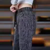 Calça Jacquard Masculina Elástica de Tamanho Grande para o Verão, Calça Reta Casual Versátil e Moderna, Confortável e Emagrecimento