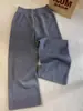 Mezcla de lana suave y pelo de mapache, pantalones anchos color café, nueva colección otoño/invierno 2026, pantalones largos de punto de cachemira casuales y cálidos