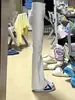 Jeans Acampanados Retro Americanos para Mujer, de Tiro Alto, Adelgazantes, Elásticos, para Personas Bajas, Pantalones Blancos, de Campana, hasta el Suelo