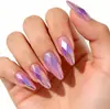 24 Peças de Nail Art Mais Vendidas Transfronteiriças, Design Elegante Rosa e Doce em Formato de Diamante 3D Galvanizado, Unhas Postiças Longas em Formato de Amêndoa Atacado