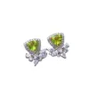 Venta al por mayor de fábrica Populares Pendientes de Peridoto Natural Plata S925 Incrustados Piedra Principal 5*5 Joyería de Lujo Venta Directa de Fábrica