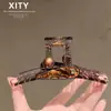 Pinza de garra grande estilo vintage de alta gama con estampado de leopardo, moderna para cabello grueso en la parte posterior de la cabeza, pinza para recogido completo, accesorio para el cabello tipo pinza de tiburón