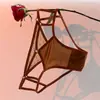 Nuevos y sexys panties de encaje para mujer, tangas de malla hueca de tiro bajo con tiras cruzadas para mujer, cómodos y sexys