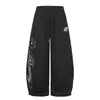 Calça Scimitar Wide-Leg Céu Estrelado Masculina Design de Bordado de Estrela Senso de Design Silhueta Solta Calça Longa Vibe Hip Hop Tendência