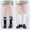 Calcetines de estilo japonés con lazo, calcetines blancos apilados para mujer, JK, otoño e invierno, cálidos, tejidos, con pompón de pelo, para pantorrilla, calcetines de chica popular, lindos