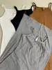 Nuevo Vestido Largo Ajustado de Tirantes Finos con Abertura Estilo Kardashian de Comercio Exterior Transfronterizo, Body Moldeador de Espalda Nadadora para Mujer