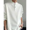 Camiseta de Manga Larga con Retazos de Nuevo Estilo Primaveral, Suéter Holgado Desestructurado Vintage con Cuello Henley para Hombre