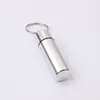 Carrinho de Armazenamento de Cartucho de Remédio de Liga de Alumínio para Exterior Cartucho de Remédio Selado à Prova d'Água Garrafa de Metal de Alumínio Garrafa de Remédio Pequena Conveniente com Chaveiro