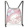 Mochila con cordón para exteriores para estudiantes con bolsillo con cordón y forma de melodía de Sanrio
