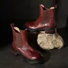 Alternativa asequible a la marca ~ Colección de otoño 2026: piel de vaca lavada de primera capa, botas estilo Martin con hebilla retro, tacón grueso, negro, botas Chelsea desgastadas