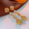 Pendientes de borla de león con diamantes y alfiler de plata vintage de la época medieval, pendientes de estilo retro de corte, pendientes de alta gama al por mayor