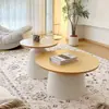 Juego de Mesa de Café Estilo Crema Blanca para Sala de Estar en Casa, Mesa Auxiliar Redonda Moderna Minimalista de Moda para Apartamento Pequeño, Mesa de Té Pequeña