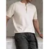 Suéter Masculino de Manga Curta com Gola Henry Verão Seda Gelada Respirável Slim Fit Muscular Negócios Europeu e Americano Comércio Exterior Atacado Transfronteiriço