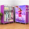 Guarda-Roupa Simples com Cabides Duplos, Guarda-Roupa de Tecido com Reforço de Tubo de Aço, Guarda-Roupa com Estrutura de Aço, Armário Dobrável para Armazenamento de Dormitório, Guarda-Roupa à Prova de Poeira, Transfronteiriço