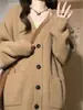 Ebay2026 Suéter de Tricô Solto Cor Sólida Estilo Coreano para Primavera e Outono Feminino Cardigan Versátil com Sensação Relaxada Atacado