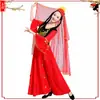 Trajes de Danza de Xinjiang Estilo Étnico Danza de Apertura Uigur Falda Larga Atuendo de Performance Falda Larga para Adultos