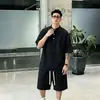 Estilo Old Money Cuello Semiabierto Botones Moda Diseño Verano Hombre Tallas Grandes Manga Corta y Shorts Conjunto de Dos Piezas