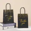 Punto Negro Tarjeta Oro Gracias Bolso Bolsa de Papel Estampado en Caliente Bolsa de Empaque Transfronterizo Bolsa de Almacenamiento para Regalo Se Puede Personalizar